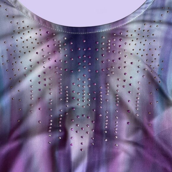 Vintage Y2K One World Top – Purple Ombre Lace Sleeves Size Medium - Picture 3 of 6